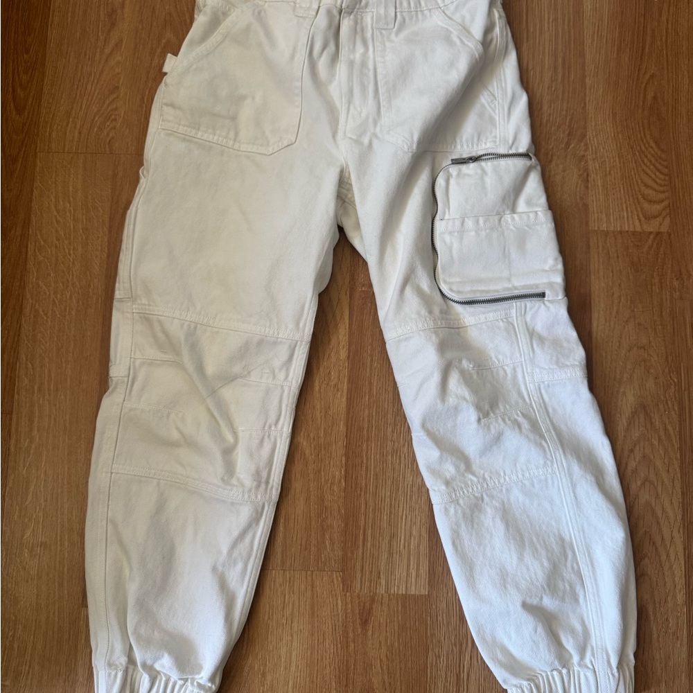 All Saints White Jean Cargo Jogger Pants